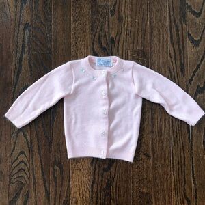 Vintage Cradle Knit Infant Girls (6-9M) Light Pink Button-Down Knit Sweater